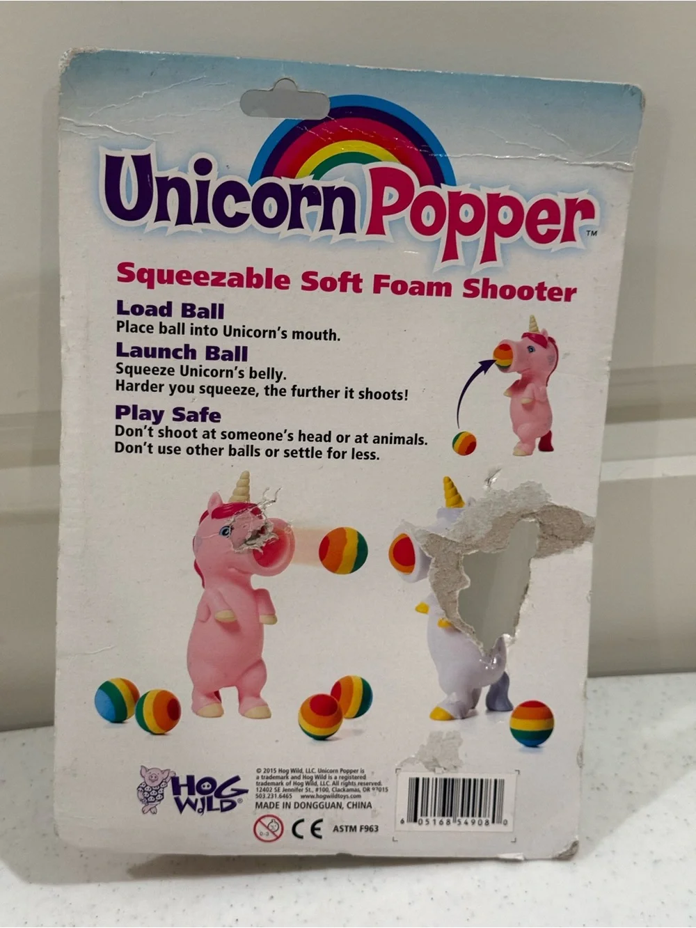 NEW Hog Wild Unicorn Popper Squeezable Soft Foam Shooter Toy